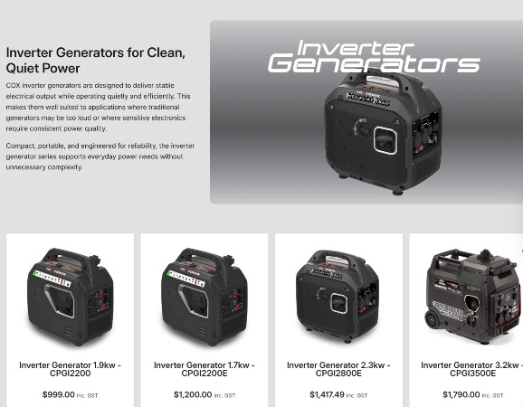 COX INVERTER GENERATORS